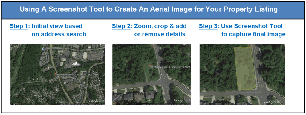 Steps for Using A Screenshot Tool to Create Aerial Property Images